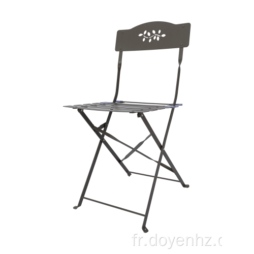 Chaise d&#39;extérieur pliante à lattes en métal avec motif de feuilles